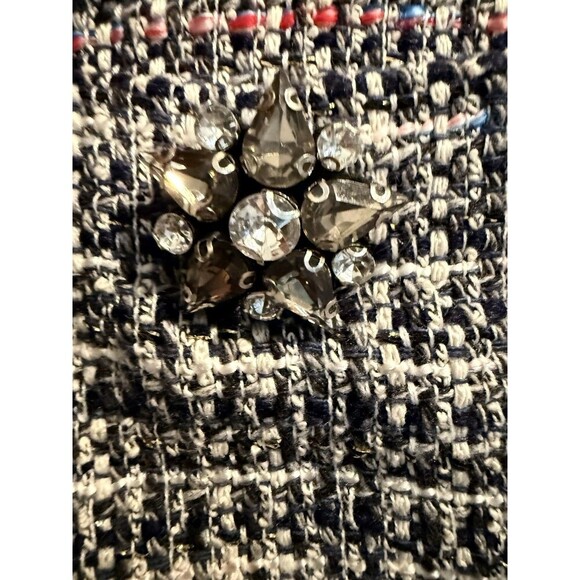 ZARA TWEED MINI SKIRT WITH GEM APPLIQUE FRINGES SIZE SMALL - Picture 3 of 5